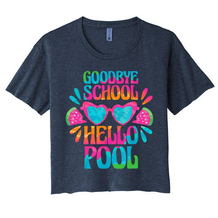 Goodbye School Hello Pool Watermelon Last Day Of School Crop Top
