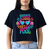 Goodbye School Hello Pool Watermelon Last Day Of School Crop Top
