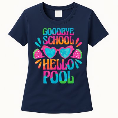 Goodbye School Hello Pool Watermelon Last Day Of School Womens T-Shirt