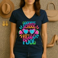 Goodbye School Hello Pool Watermelon Last Day Of School Women's V-Neck T-Shirt