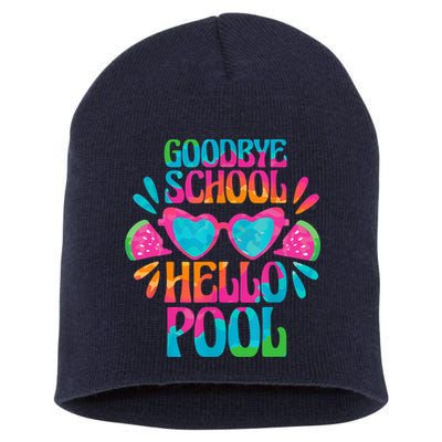 Goodbye School Hello Pool Watermelon Last Day Of School Short Acrylic Beanie