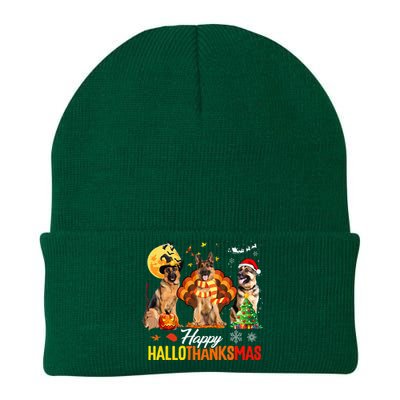 German Shepherd Hallothanksmas Halloween Thanksgiving Xmas Knit Cap Winter Beanie