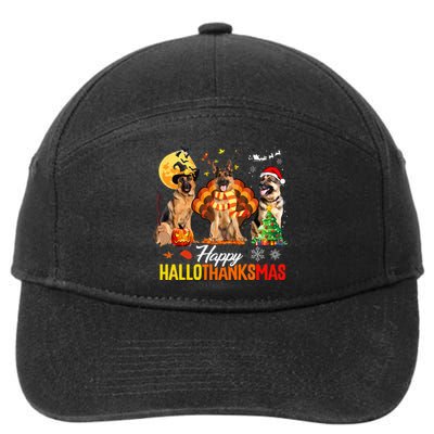 German Shepherd Hallothanksmas Halloween Thanksgiving Xmas 7-Panel Snapback Hat