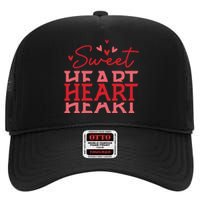 Groovy Sweet Heart Retro Valentine's Day Gift High Crown Mesh Back Trucker Hat