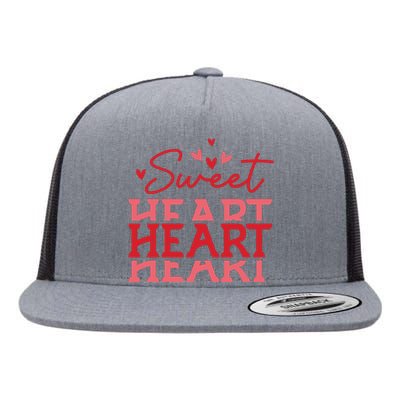 Groovy Sweet Heart Retro Valentine's Day Gift Flat Bill Trucker Hat