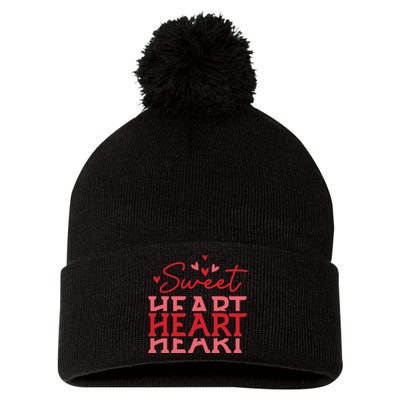 Groovy Sweet Heart Retro Valentine's Day Gift Pom Pom 12in Knit Beanie