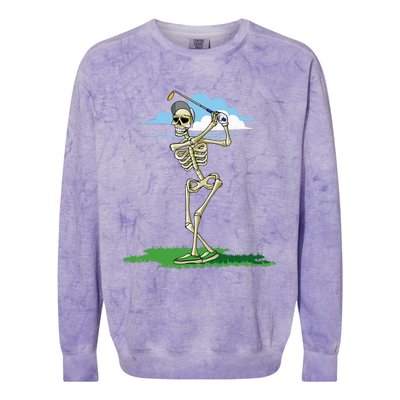 Golfing Skeleton Halloween Golf Halloween Golfer Colorblast Crewneck Sweatshirt