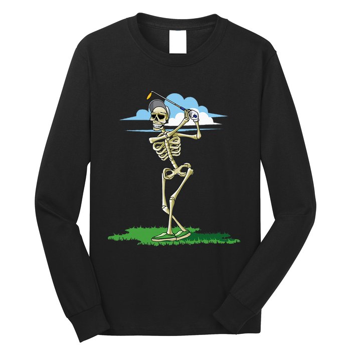 Golfing Skeleton Halloween Golf Halloween Golfer Long Sleeve Shirt