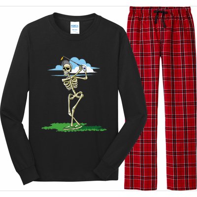 Golfing Skeleton Halloween Golf Halloween Golfer Long Sleeve Pajama Set