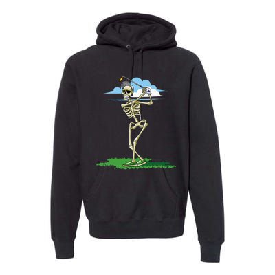 Golfing Skeleton Halloween Golf Halloween Golfer Premium Hoodie