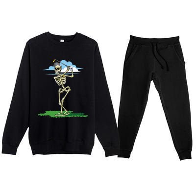 Golfing Skeleton Halloween Golf Halloween Golfer Premium Crewneck Sweatsuit Set