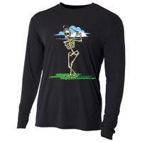 Golfing Skeleton Halloween Golf Halloween Golfer Cooling Performance Long Sleeve Crew