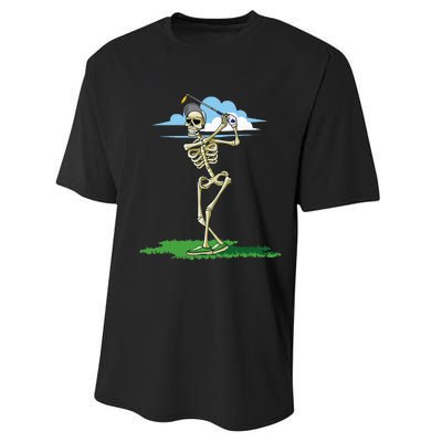 Golfing Skeleton Halloween Golf Halloween Golfer Performance Sprint T-Shirt