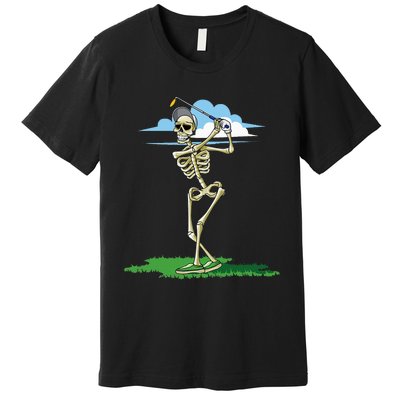 Golfing Skeleton Halloween Golf Halloween Golfer Premium T-Shirt