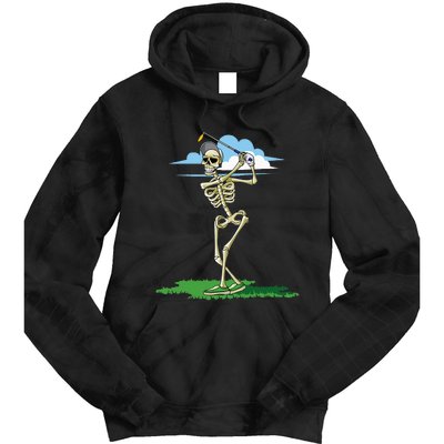 Golfing Skeleton Halloween Golf Halloween Golfer Tie Dye Hoodie