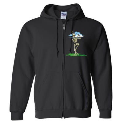 Golfing Skeleton Halloween Golf Halloween Golfer Full Zip Hoodie