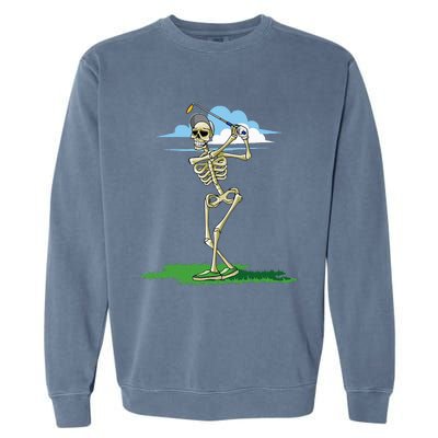 Golfing Skeleton Halloween Golf Halloween Golfer Garment-Dyed Sweatshirt