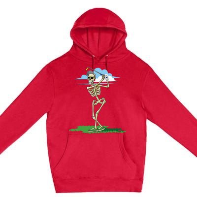 Golfing Skeleton Halloween Golf Halloween Golfer Premium Pullover Hoodie