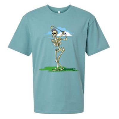 Golfing Skeleton Halloween Golf Halloween Golfer Sueded Cloud Jersey T-Shirt