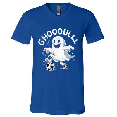 Ghost Soccer Halloween Gift V-Neck T-Shirt