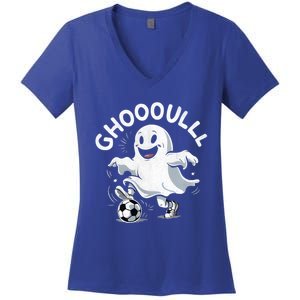 Ghost Soccer Halloween Gift Women's V-Neck T-Shirt