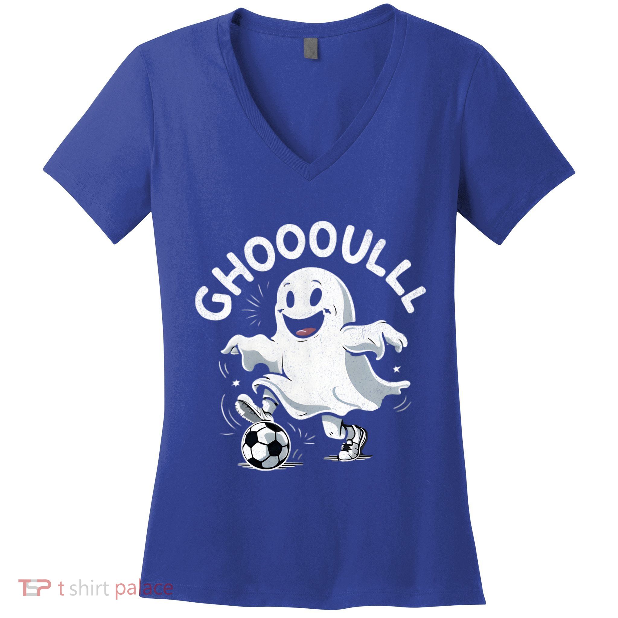 Ghost Soccer Halloween Gift Women's V-Neck T-Shirt