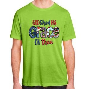 God Shed His Grace On Thee 4th Of July Groovy Patriotic Adult ChromaSoft Performance T-Shirt