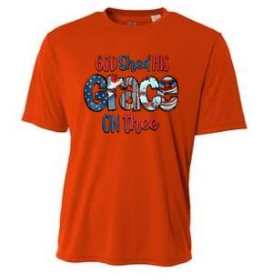 God Shed His Grace On Thee 4th Of July Groovy Patriotic Cooling Performance Crew T-Shirt