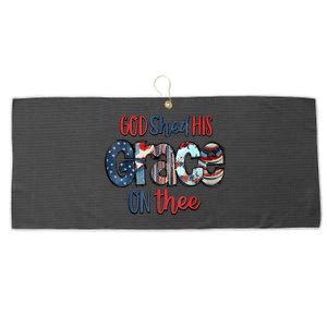 God Shed His Grace On Thee 4th Of July Groovy Patriotic Large Microfiber Waffle Golf Towel