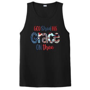 God Shed His Grace On Thee 4th Of July Groovy Patriotic PosiCharge Competitor Tank