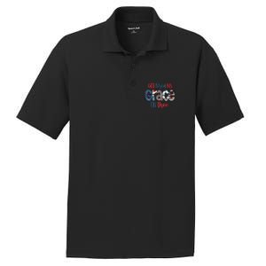 God Shed His Grace On Thee 4th Of July Groovy Patriotic PosiCharge RacerMesh Polo