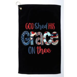 God Shed His Grace On Thee 4th Of July Groovy Patriotic Platinum Collection Golf Towel