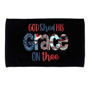 God Shed His Grace On Thee 4th Of July Groovy Patriotic Microfiber Hand Towel