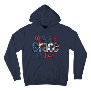 God Shed His Grace On Thee 4th Of July Groovy Patriotic Hoodie