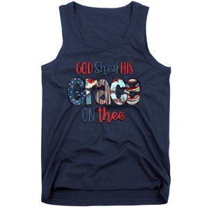 God Shed His Grace On Thee 4th Of July Groovy Patriotic Tank Top