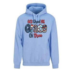 God Shed His Grace On Thee 4th Of July Groovy Patriotic Unisex Surf Hoodie