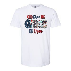 God Shed His Grace On Thee 4th Of July Groovy Patriotic Softstyle CVC T-Shirt