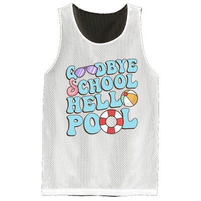 Goodbye School Hello Pool Summer Break Last Day of School Mesh Reversible Basketball Jersey Tank