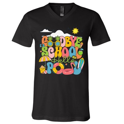 Goodbye School Hello Pool Schools Out For Summer Costume V-Neck T-Shirt