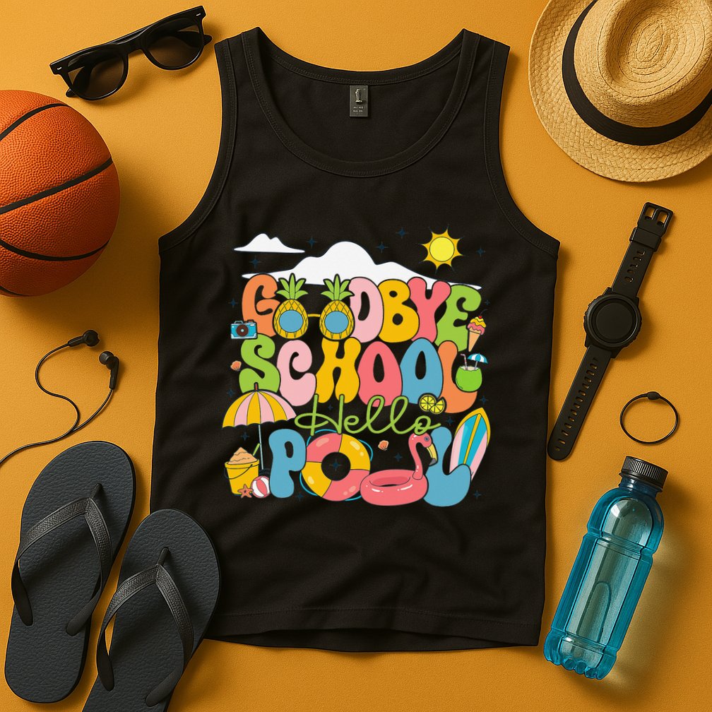 Goodbye School Hello Pool Schools Out For Summer Costume Tank Top