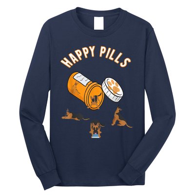 German Shepherd Happy Pills Funny Gifts For Owner Dog GSD Long Sleeve Shirt