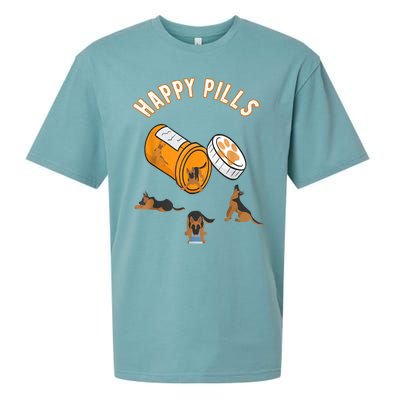 German Shepherd Happy Pills Funny Gifts For Owner Dog GSD Sueded Cloud Jersey T-Shirt