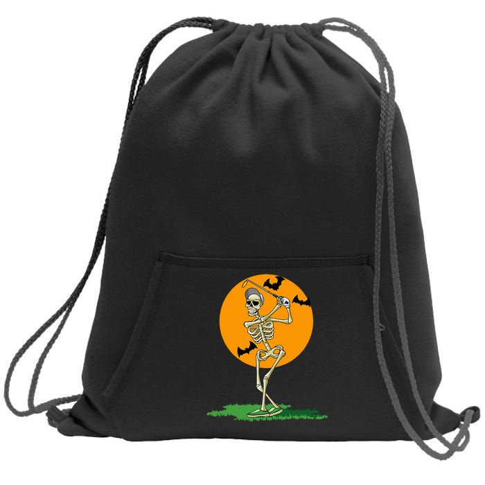 Golfing Skeleton Halloween Golf Halloween Golfer Sweatshirt Cinch Pack Bag