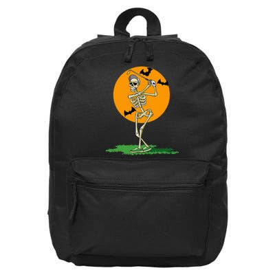 Golfing Skeleton Halloween Golf Halloween Golfer 16 in Basic Backpack