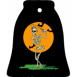 Golfing Skeleton Halloween Golf Halloween Golfer Ceramic Bell Ornament