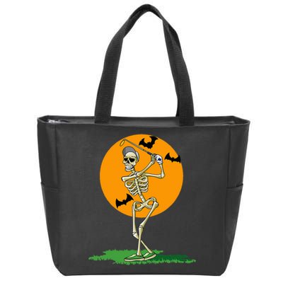 Golfing Skeleton Halloween Golf Halloween Golfer Zip Tote Bag