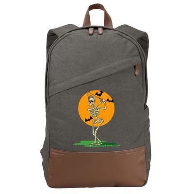 Golfing Skeleton Halloween Golf Halloween Golfer Cotton Canvas Backpack