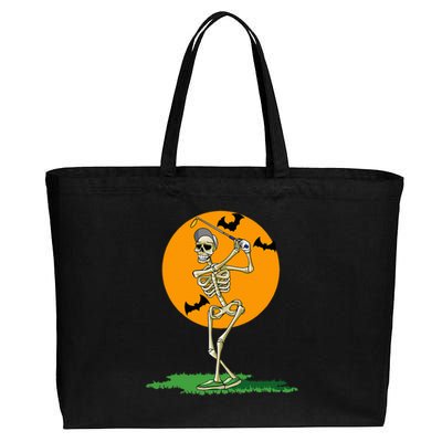 Golfing Skeleton Halloween Golf Halloween Golfer Cotton Canvas Jumbo Tote