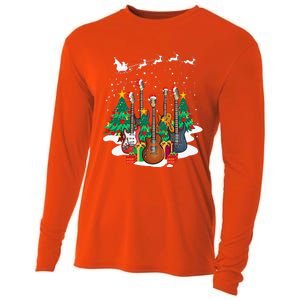 Guitar Santa Hat Christmas Tree Funny Music Loves Xmas Gifts Cooling Performance Long Sleeve Crew