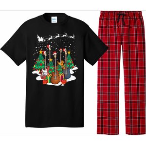 Guitar Santa Hat Christmas Tree Funny Music Loves Xmas Gifts Pajama Set